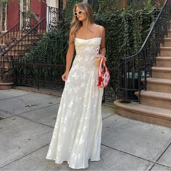 House of CB Dresses & Skirts - House of CB Seren Vintage Cream Floral Lace Back Maxi Dress